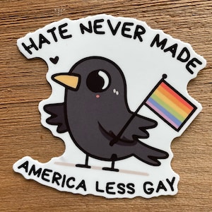 Autocollant gay corbeau lgbt pride sticker progressif gauchiste oiseau queer corbeau libéral lesbienne progressive antifasciste imperméable vinyle autocollant