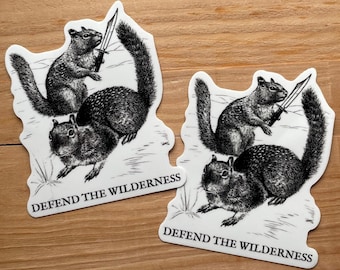 Defend the Wilderness Squirrel Sticker 2pk- planet over profit decals