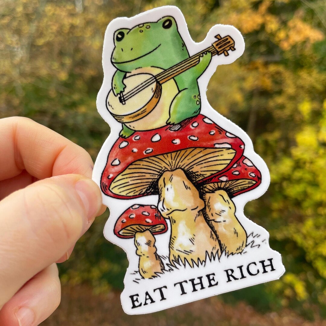 Folk Music Frog Vinyl Sticker - Forest Mushroom Economics - Etsy