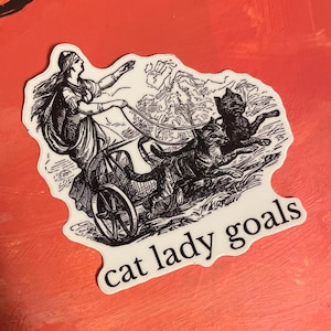 Freya's Cat Chariot Sticker: Norse Goddess Vinyl Decal