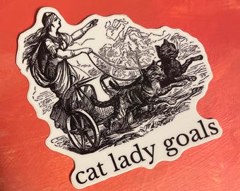 Freya's Cat Chariot Sticker: Norse Goddess Vinyl Decal