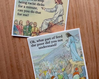 Sarcastic Jesus Vinyl Sticker Set - Catholic humor