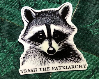 Trash the Patriarchy Feminist Raccoon Street Cat Punk Anarchist Leftist Pro Choice Vinyl Sticker