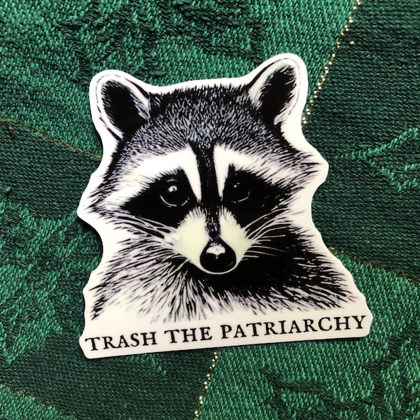 Trash the Patriarchy Feminist Raccoon Street Cat Punk Anarchist Leftist Pro Choice Vinyl Sticker