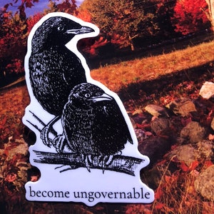 become ungovernable leftist raven dissident crow anarchist dark academia bird vinyl sticker