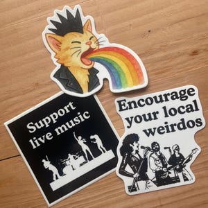 Live Music Sticker Set - 3” vinyl waterproof decals