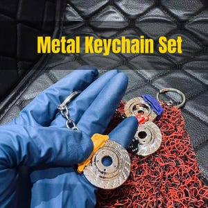 JDM Brake Disc & Coilover Keychain Set | Car Lover Gift | Metal Suspension Key Ring | Drift Style Car Accessories