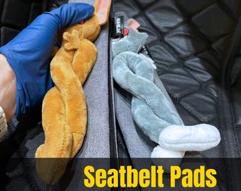 Plush Car Seatbelt Pads | Soft Suede Shoulder Cushions | Cute Character Strap Covers (Set of 2)