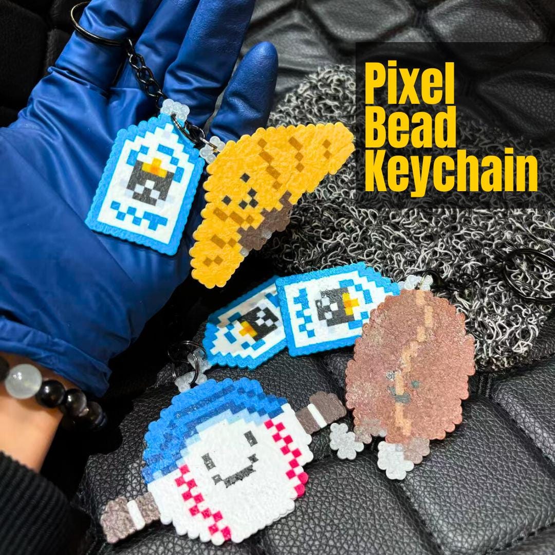 Pixel Handmade Things Handmade Pixel Bead Keychain – Cute Perler Bead Charm Gift, Kawaii Bead ...