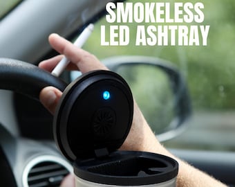 LED Light Car Ashtray with Lid Smokeless Stylish and Functional