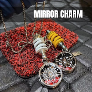 JDM Car Mirror Charm | Rim, Rotor & Suspension Beaded Rearview Hanger | Car Interior Decor Gift