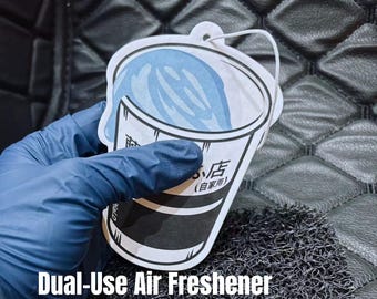 Cup & Door Shape Air Fresheners | Fun Car-Themed Designs | Lemon Candy / Sandalwood Scents