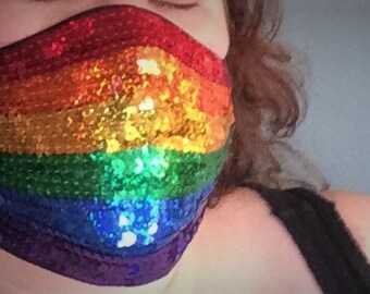 Rainbow Full Sequin Face Mask