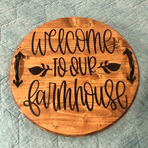 Welcome To Our Farmhouse Serving Tray Decorative Tray Sign 15” Round