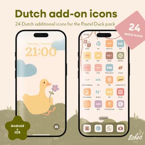 Dutch add-on icons | Cute Pastel Duck Icon Pack | Phone Theme | Wallpapers & Widgets | IOS and Android | Kawaii | Hand drawn | Tabia Studio