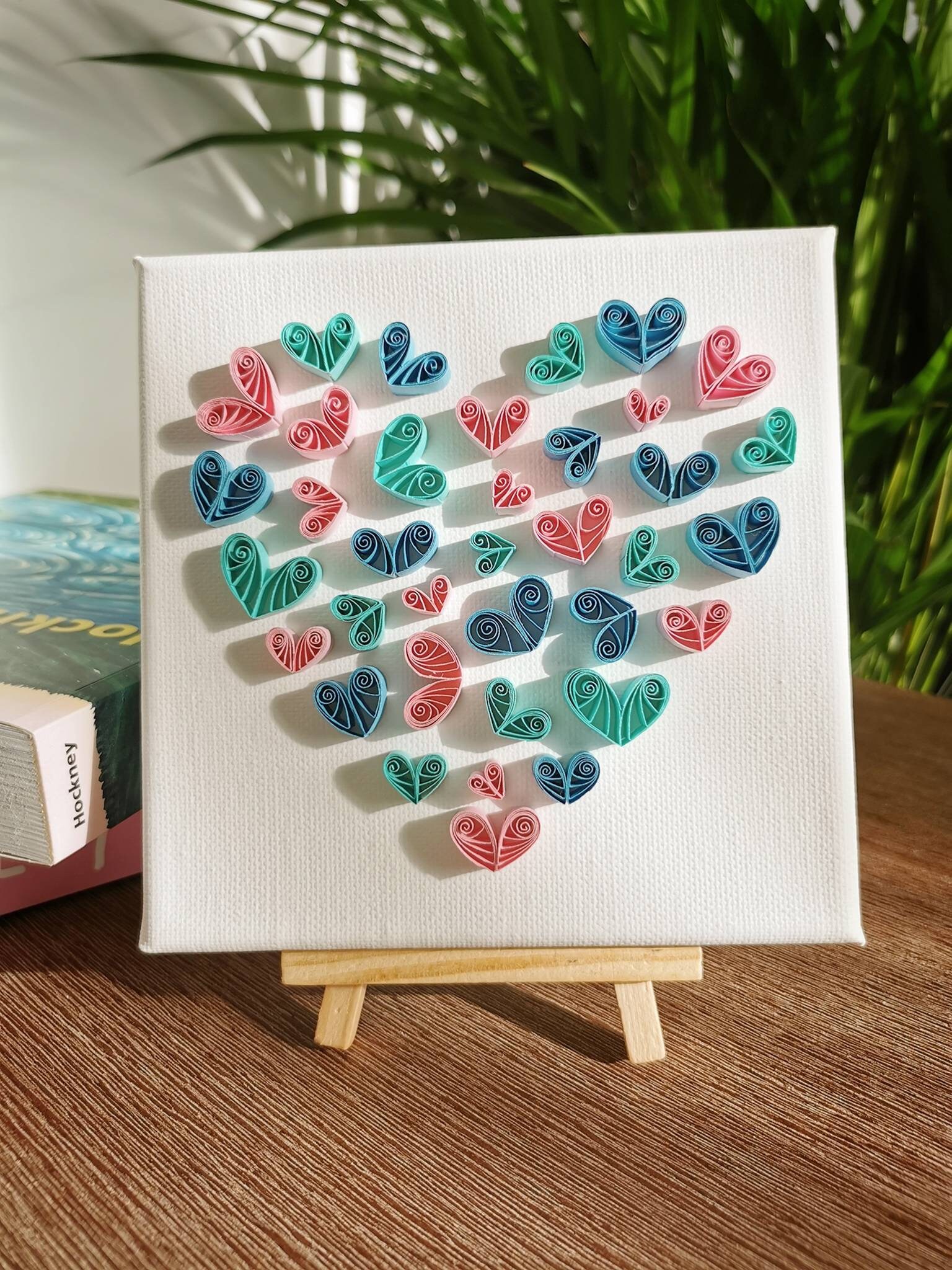 Cœur en Quilling, Décoration Murale/Cadeau Pour Elle, St Valentin, Fête Des Mères; Papiers Colorés R