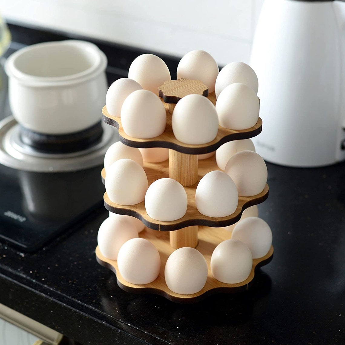 Fresh Egg Holder Countertop Wooden Bamboo Egg Rack Storage Etsy