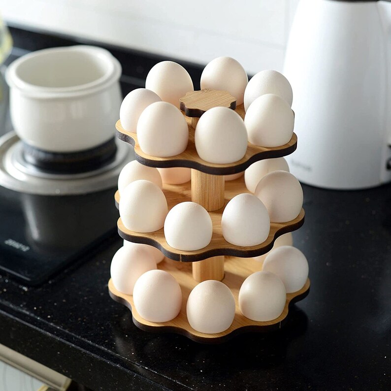 Fresh Egg Holder Countertop Wooden Bamboo Egg Rack Storage Etsy