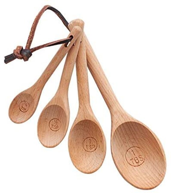 Wooden Scoops Measuring Spoon Set Beech Wood Tablespoon Coffee Etsy