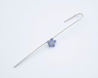 Real Forget Me Not Ear Pin // .925 Sterling Silver // Pressed Wildflower //  Crawler Ear Pin /  Resin Jewelry / Spring Flowers / Unique Gift