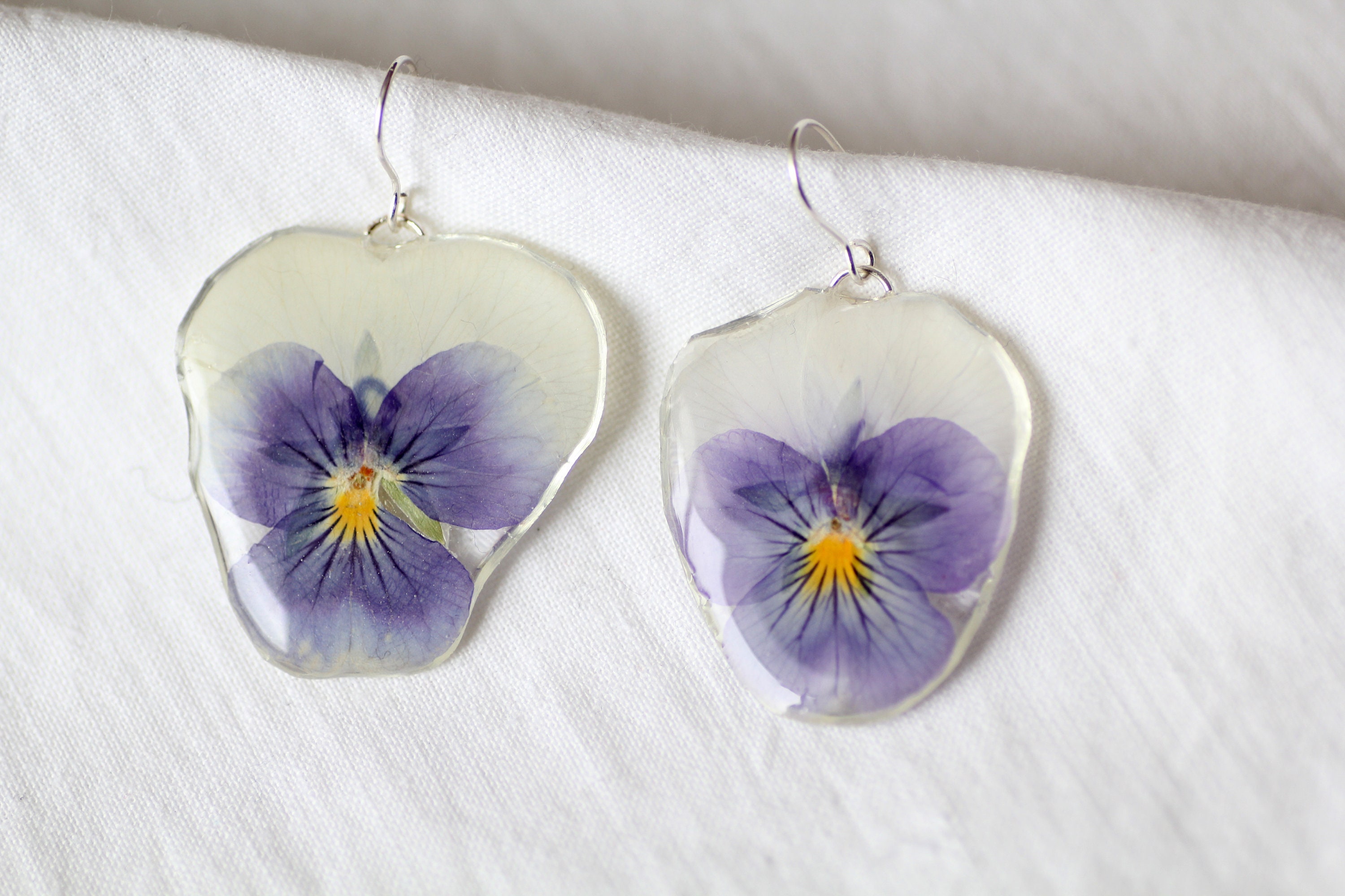 Real Pansy Earring Cottagecore Jewelry Pressed Flower Etsy