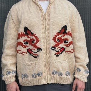 Fox Cardigan – Hand Knit Wool Sweater Inspired by Hail Mary Wolf Style Cardigan