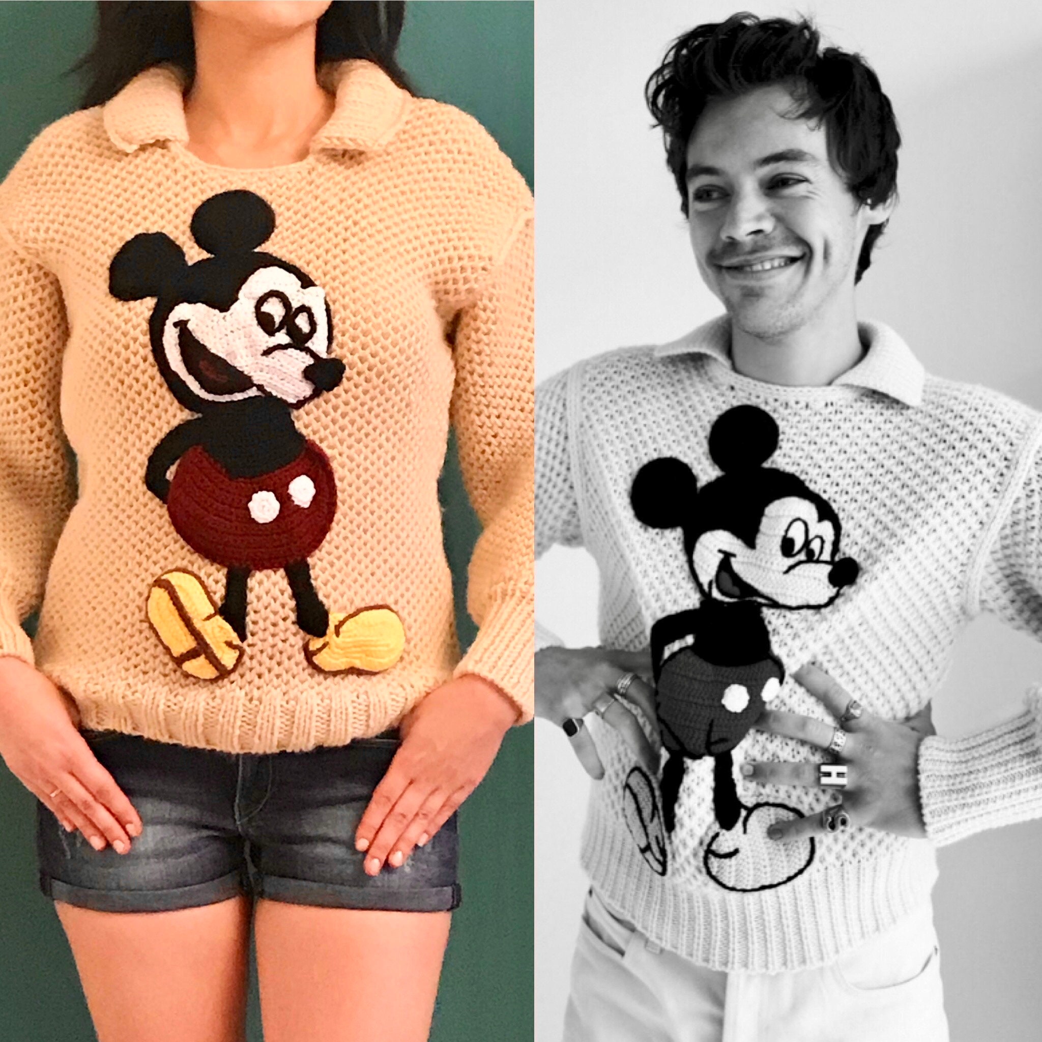 Mickey Mouse Sweater Hand Knitted Sweater Gift for Him Etsy