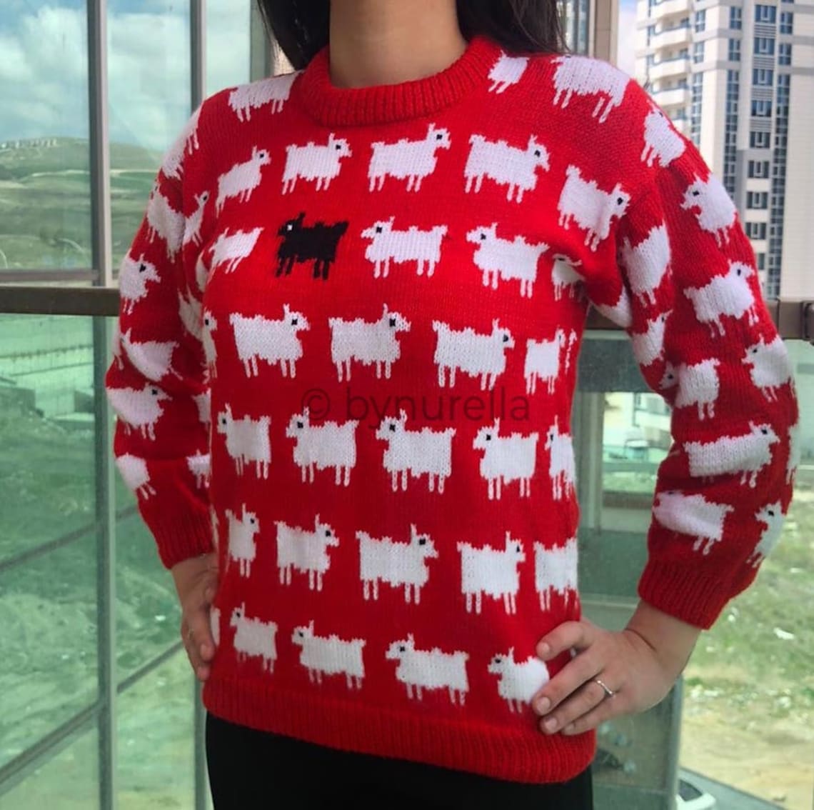 Princess Diana Black Sheep Sweater Iconic Famous Sweater Hand Etsy