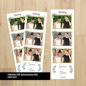 Photo Booth / Modèle de carte de mariage, Photo Booth Strip Frame, Engagement Party, Event, Custom Photobooth Card 2"x6" Foto Master compatible