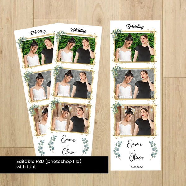 Photo Booth / Wedding Card Template, Photo Booth Strip Frame, Engagement Party, Event, Custom Photobooth Card 2"x6" Foto Master compatible