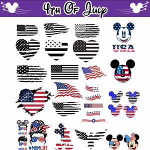 Bandera estadounidense, 4 de julio Mickey Mouse, día de los veteranos, bandera angustiada, día conmemorativo, patriótico - Imprimible, Cricut, ai dxf, pdf,svg,png