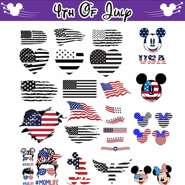 American flag, 4th of july Mickey Mouse, veteransDay, distressed flag, memorial day, patriotic - Printable, Cricut, ai dxf, pdf,svg,png