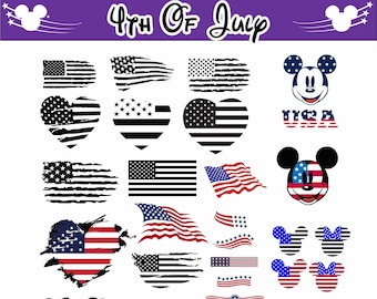 American Flag Mickey Mouse SVG Bundle, Patriotic 4th of July (Digital Files)