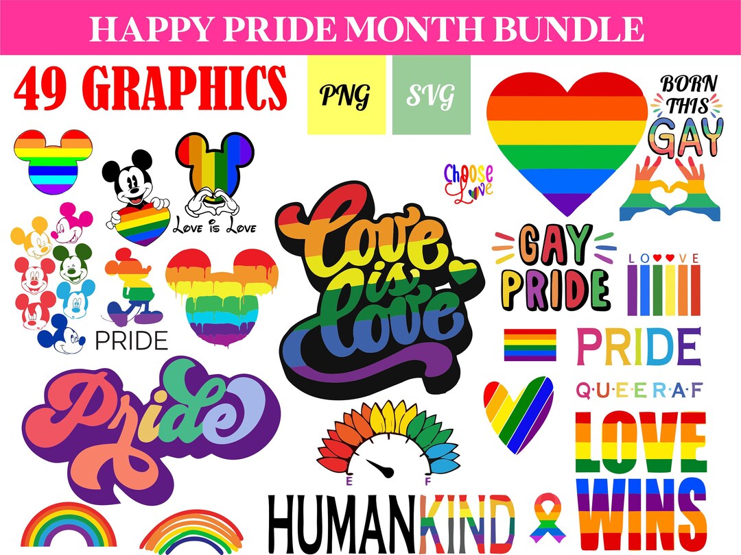 Rainbow Pride Graphics Bundle: LGBTQ+ SVG, PNG Designs (digital ...