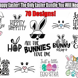 Easter SVG Bundle, Happy Easter SVG, Osterhase SVG, Osterhase svg, Osterei, Ostern png, Plotterdateien für Cricut 70 Artworks DIY svg