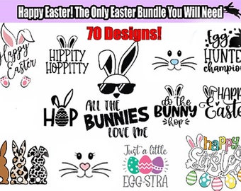 Easter SVG Bundle – 70 Bunny, Egg Designs (Instant Download)