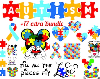 Autism awareness bundle, autism love, autism ribbon, autism symbol, autism quotes, autism mom, diy, cricut ready, SVG, PNG, JPEG,dxf