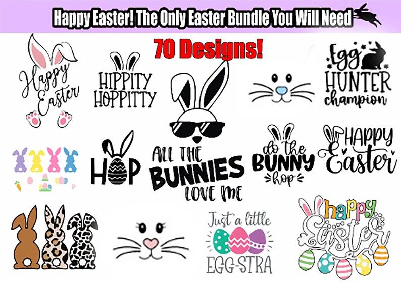 Easter Bundle | Over 70 Designs | SVG and PNG | Cricut ready Easter Files | Happy Easter |