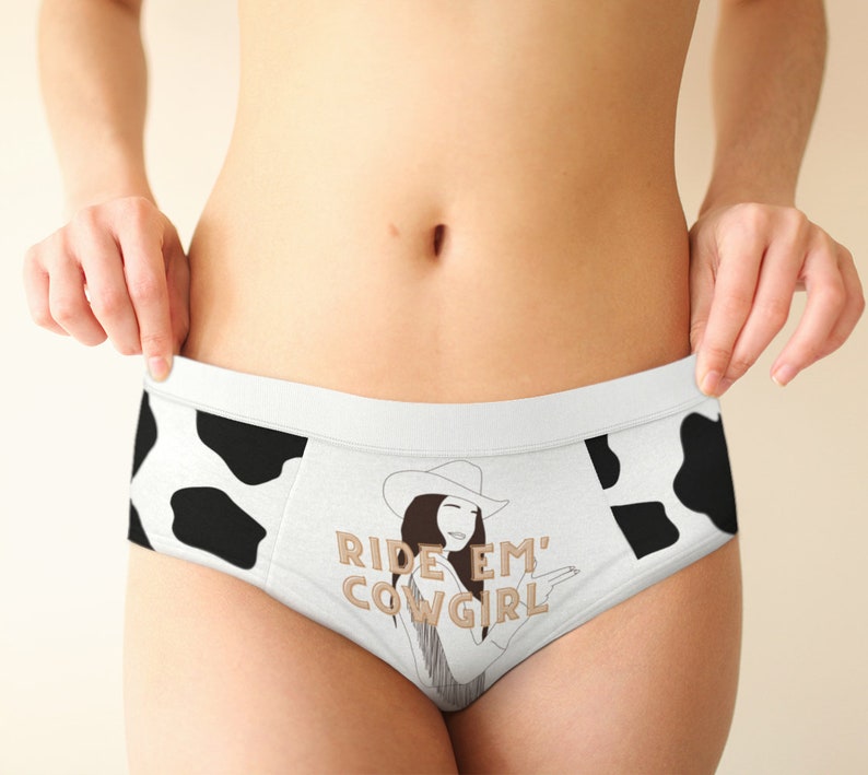 Ride Em Cowgirl Funny Women's Underwear Cow Print Lingerie Gag Gift For Best Friend Funny Saying Cheeky Humor Unique Undergarment Southwest 