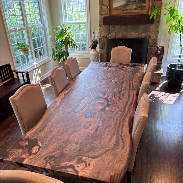 Dining Table, Custom dining table, Gum Wood Table, Live Edge Wood Table, Live Edge Table, Wood Table, Handmade Table, Live edge slab