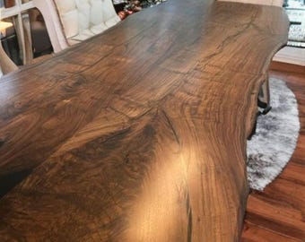 Live Edge Walnut Dining Table: Solid Wood Kitchen Island