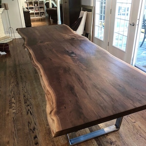 Handmade Live Edge Walnut Dining Table: Custom Solid Wood