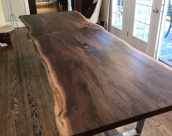 Live Edge Dining Table, Solid Walnut, Kitchen Table, Live Edge Table, Table Legs, Dining Room Table, Live Edge Walnut Table