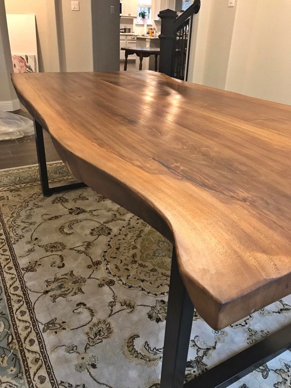 Black walnut slab dining table deals