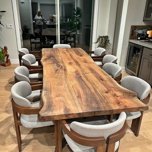 Handmade Live Edge Walnut Dining Table, Rustic Modern Furniture