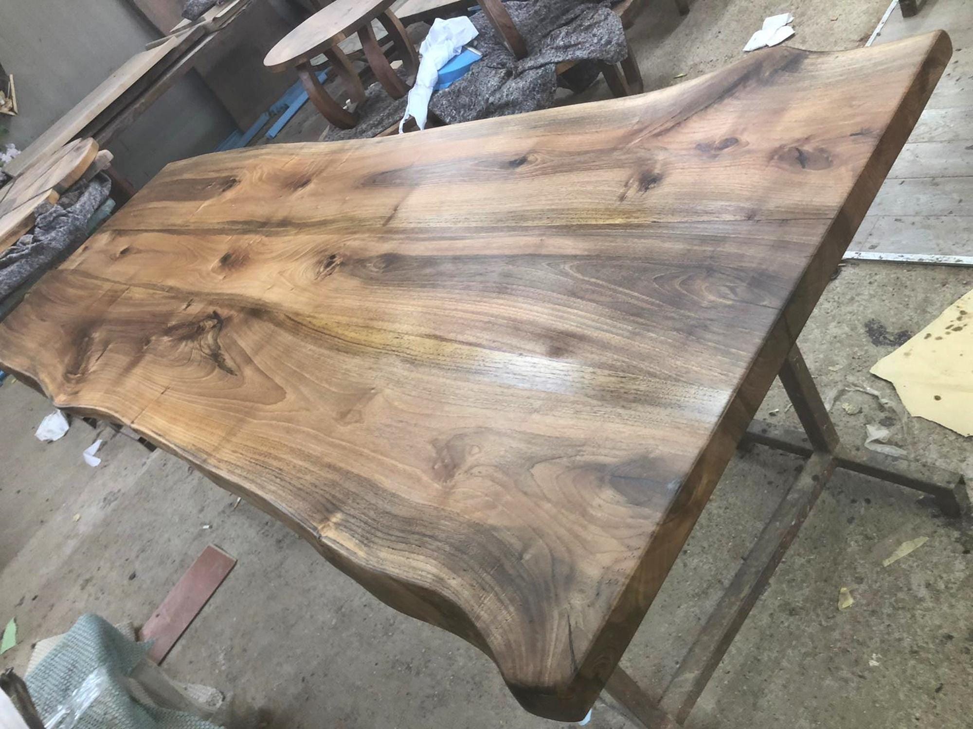 Live Edge Walnut Dining Room Table, Rustic Modern Solid Wood, Custom ...