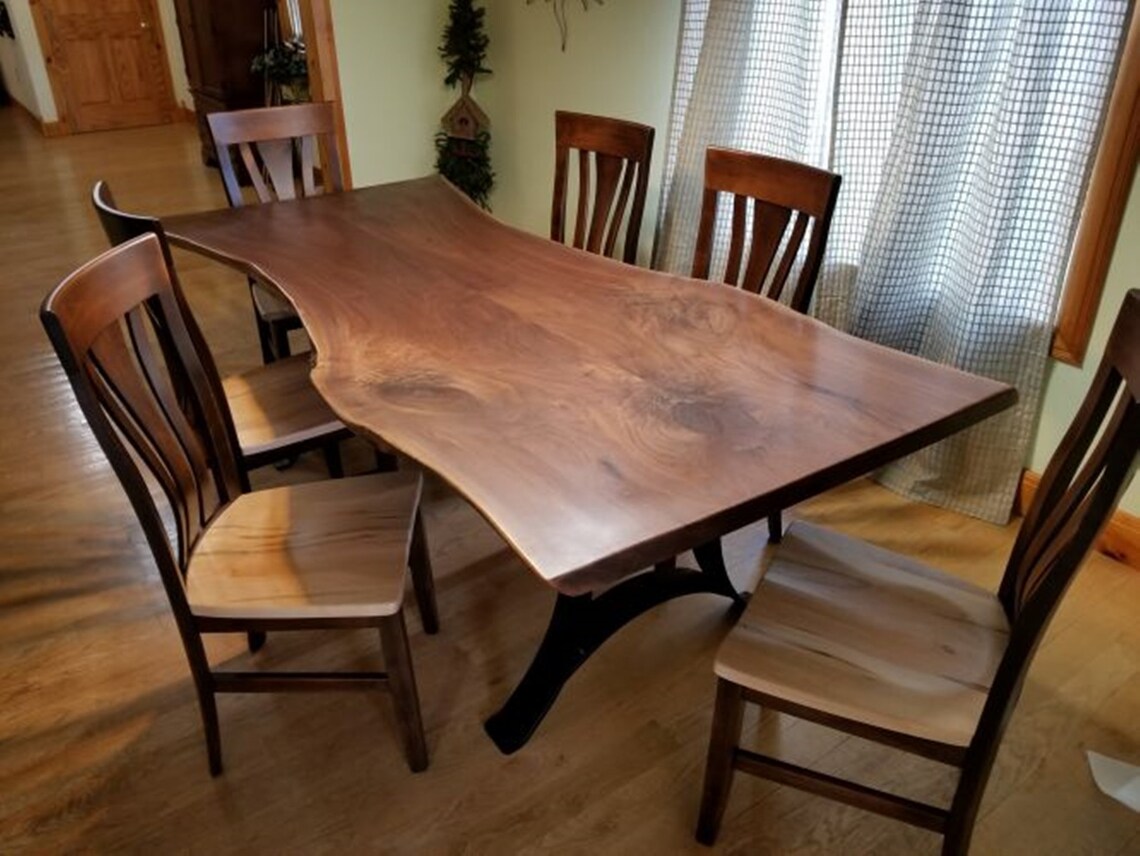 Live Edge Kitchen Table Walnut Dining Table Walnut Table Etsy