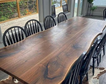 Handmade Live Edge Black Walnut Dining Table: Custom Kitchen Table