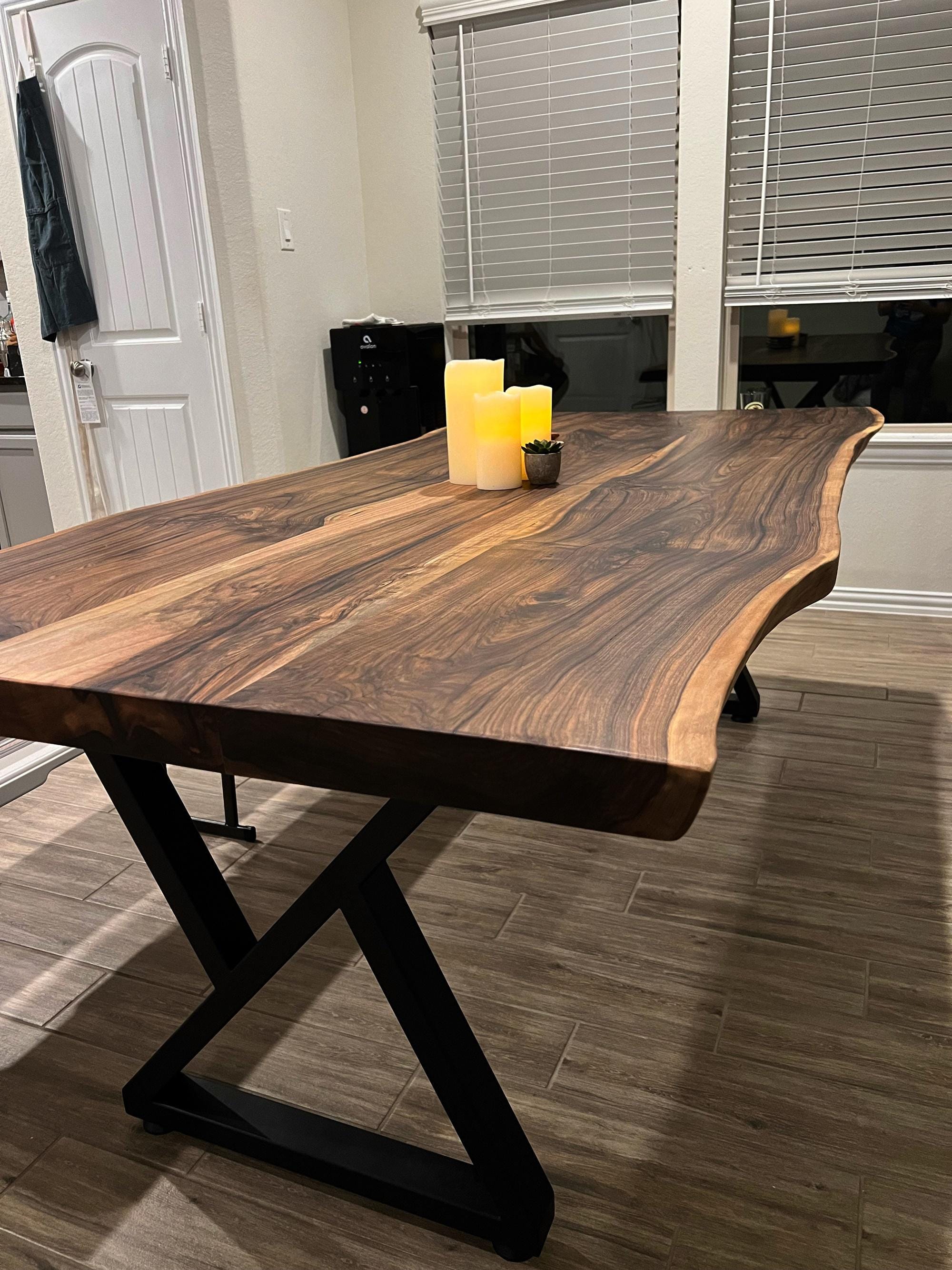 Walnut Live Edge Dining Table: Handcrafted Rustic Modern Furniture - Etsy