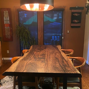 Handmade Live Edge Natural Walnut Dining Table: Solid Wood Furniture